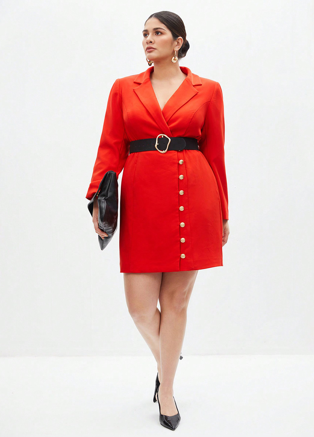 Червона ділова, святковий сукня сукня-жакет SHEIN однотонна