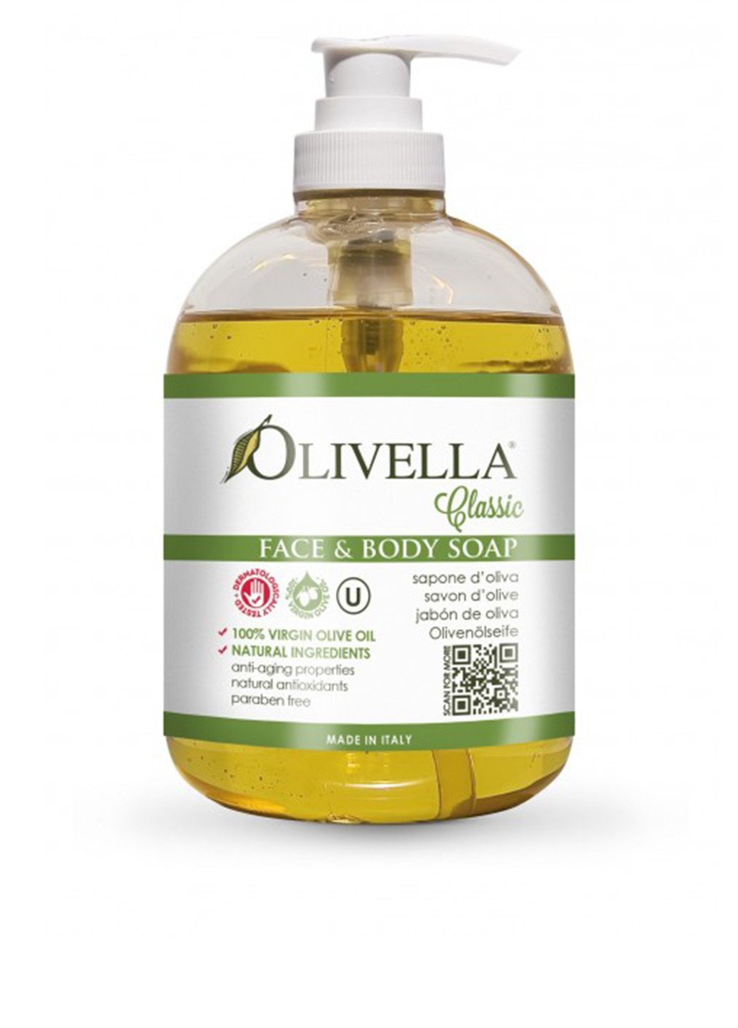 Мыло жидкое для лица и тела на основе оливкового масла, 500 мл Olivella (185402088)