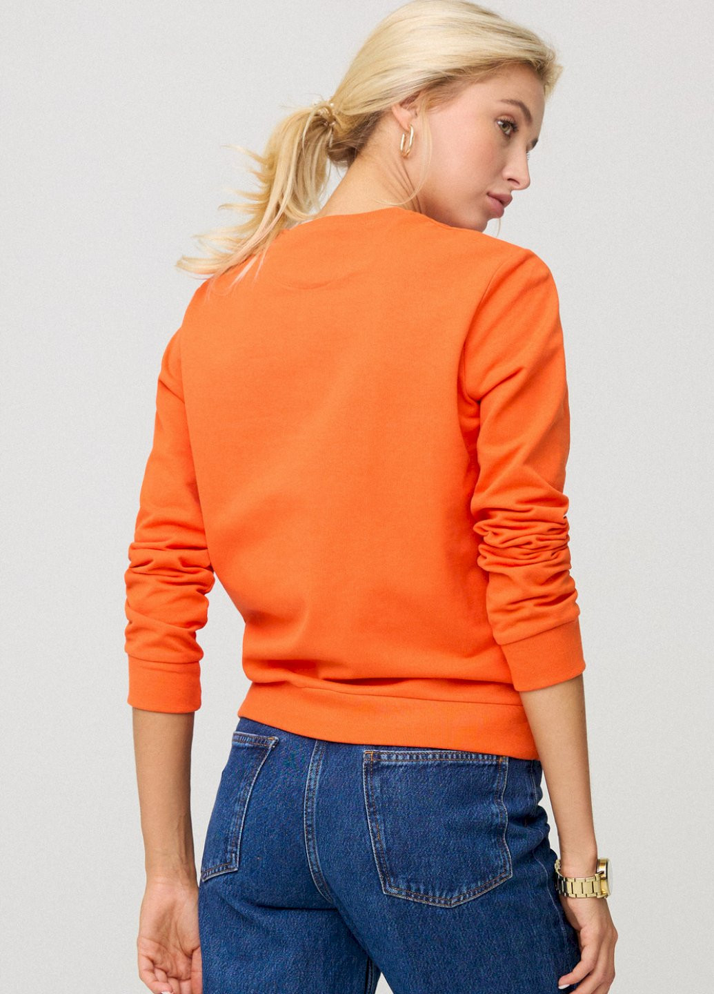 Свитшот женский basic /no flis/ YAPPI - крой рисунок оранжевый кэжуал - (250140878)