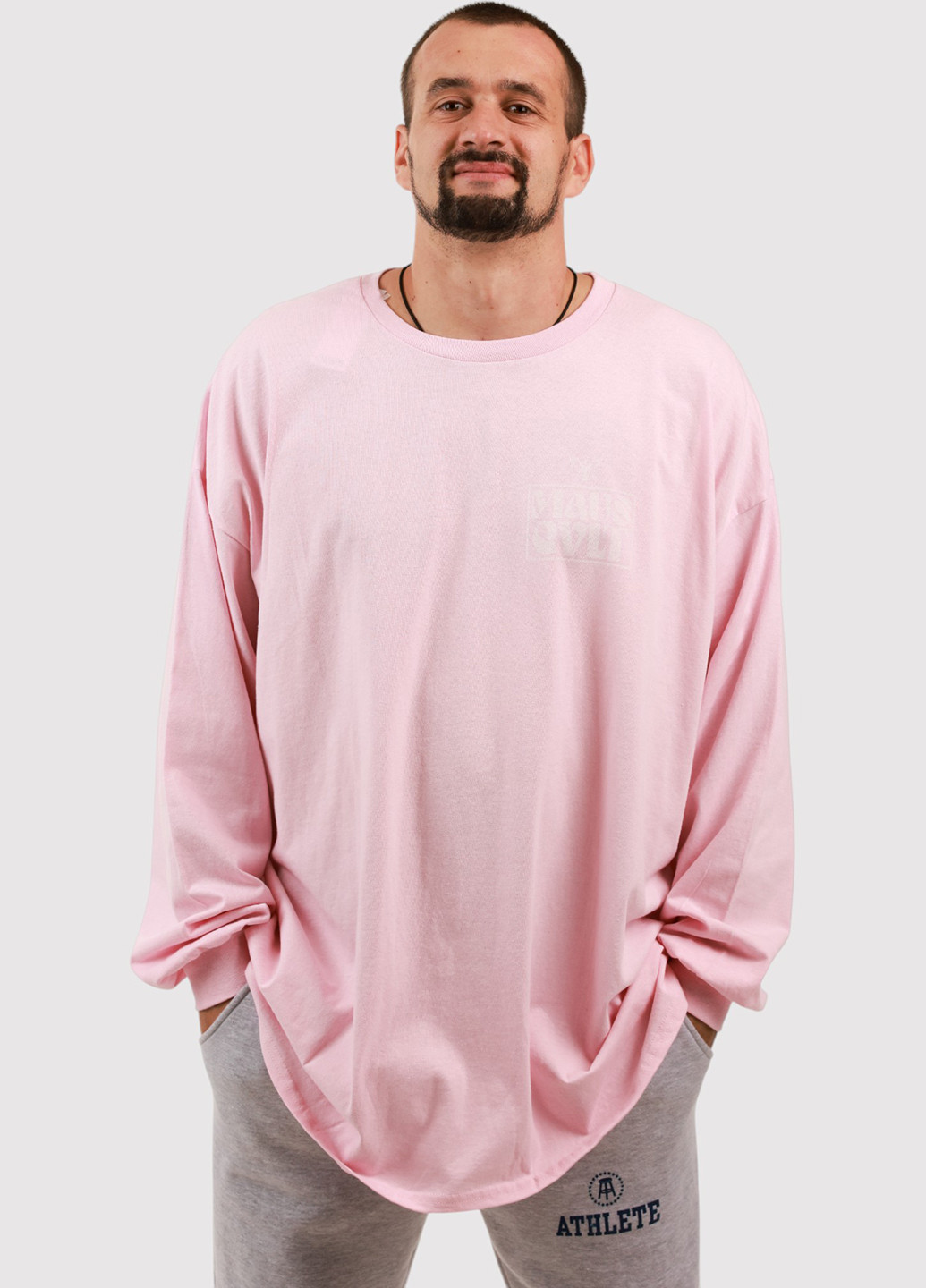 Лонгслів Gildan однотонний світло-рожевий кежуали трикотаж, бавовна