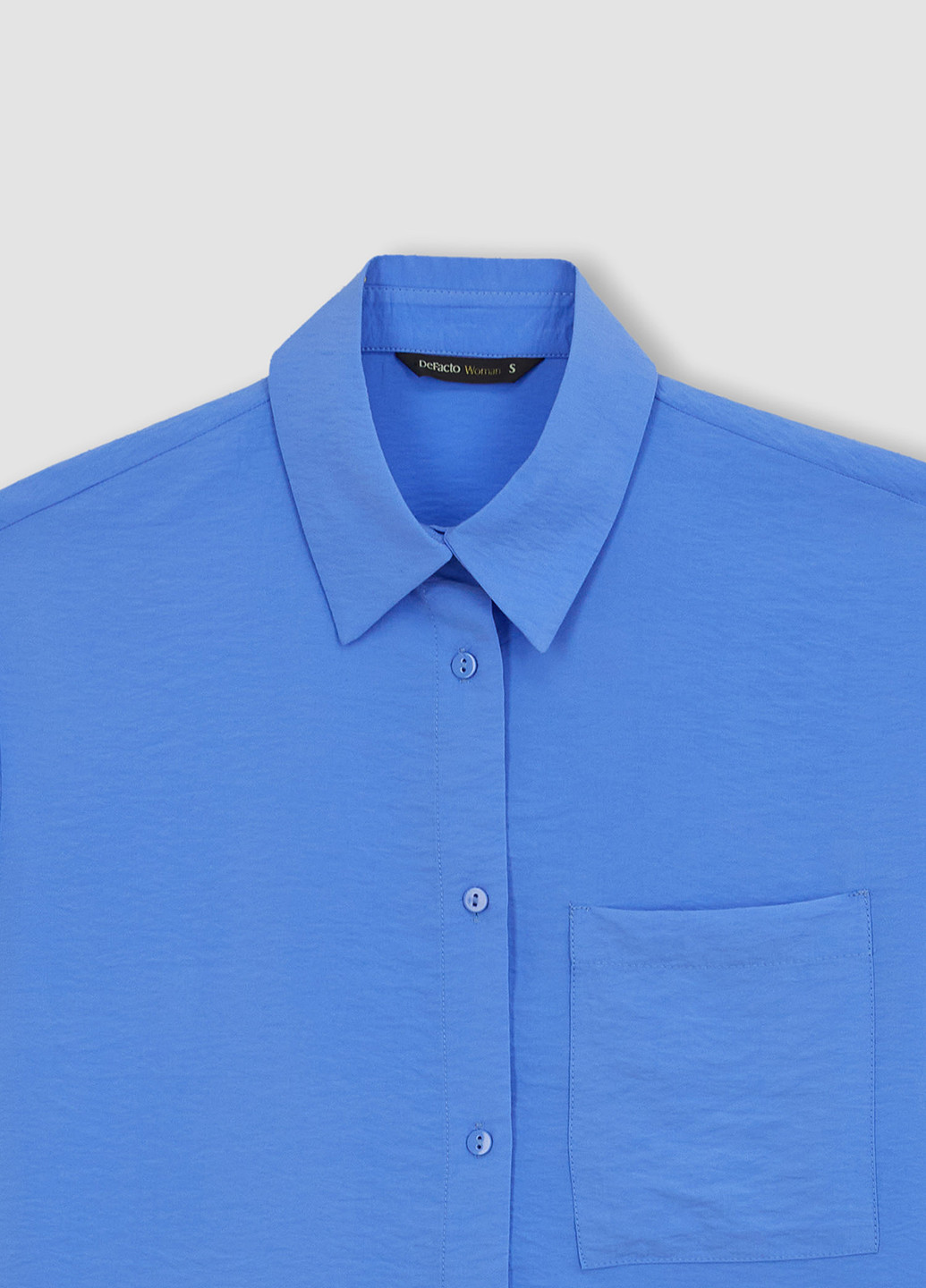 Синяя кэжуал рубашка однотонная DeFacto