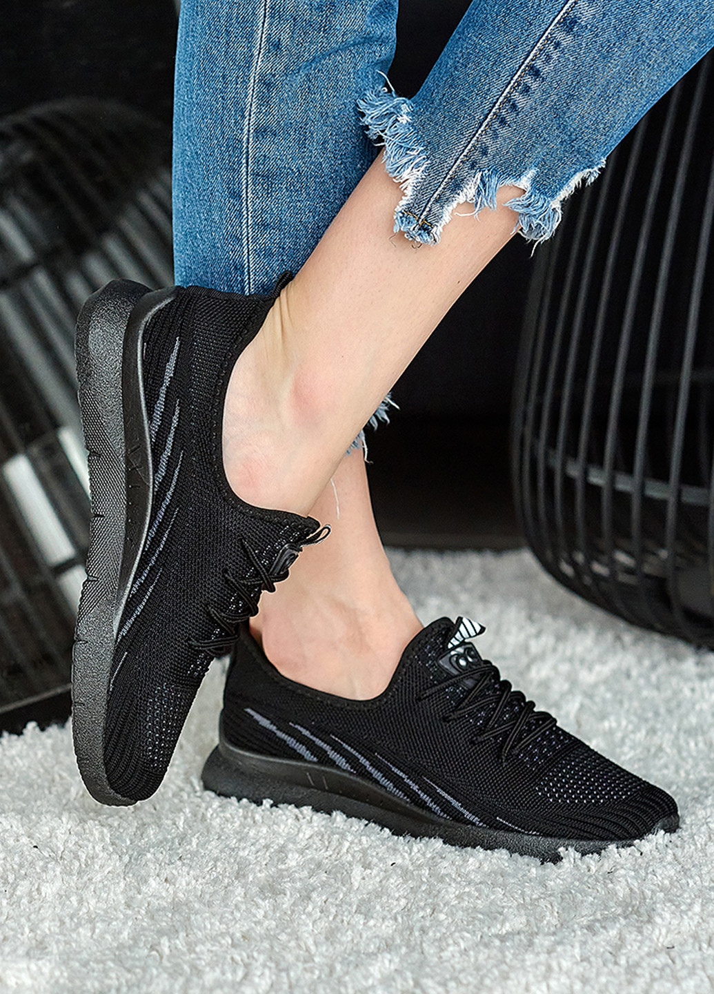 Чорні осінні кросівки жіночі літні з текстилю чорні 1392377016 Gipanis