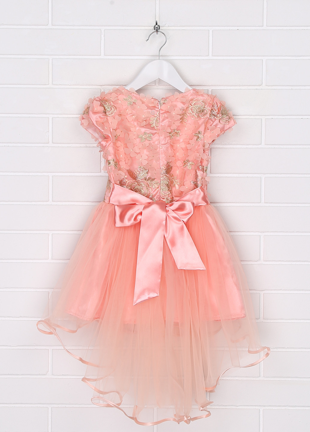Персиковое праздничный платье Sasha с цветочным принтом