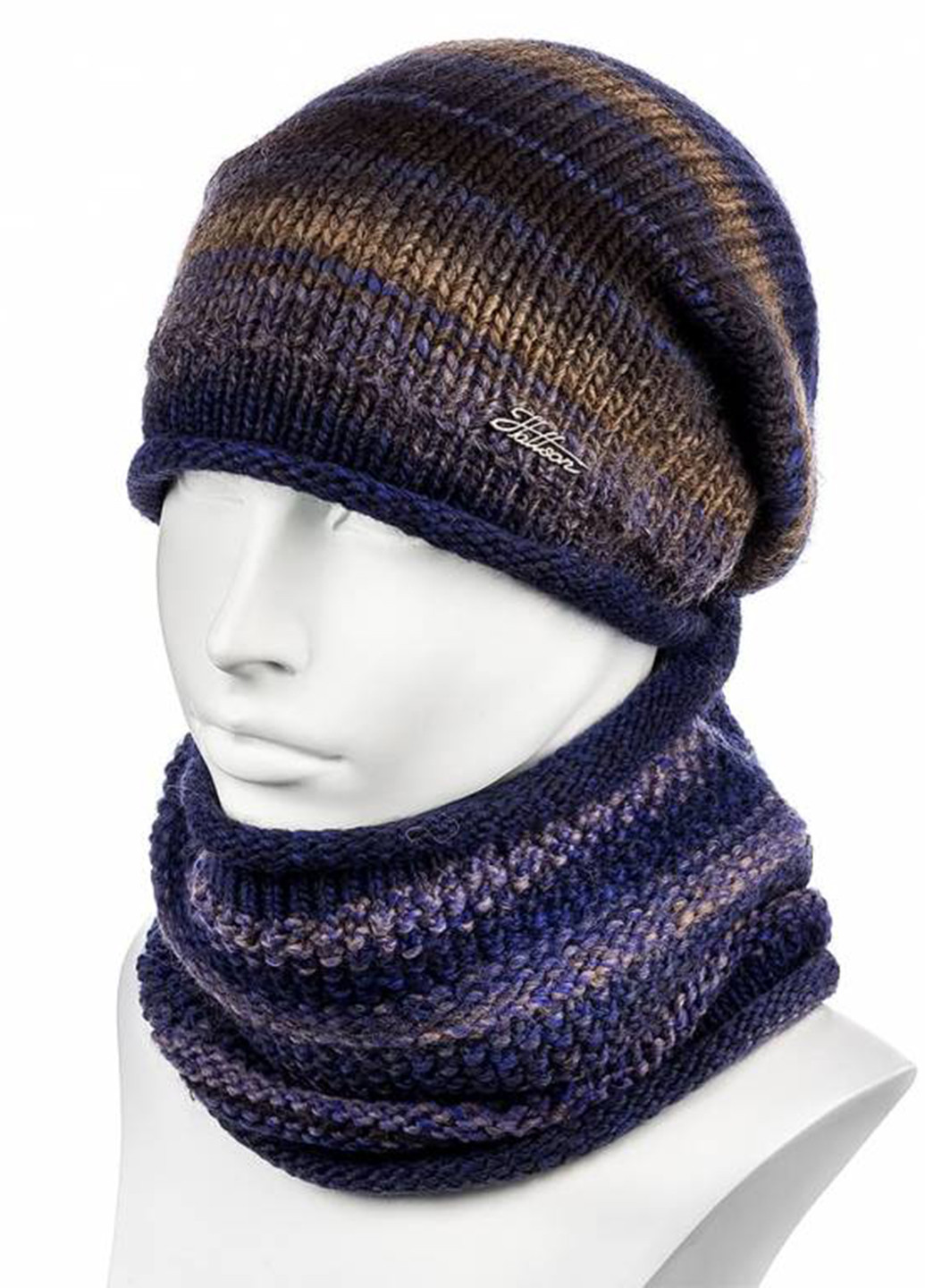 Темно-синий зимний комплект (шапка, шарф) Hattson