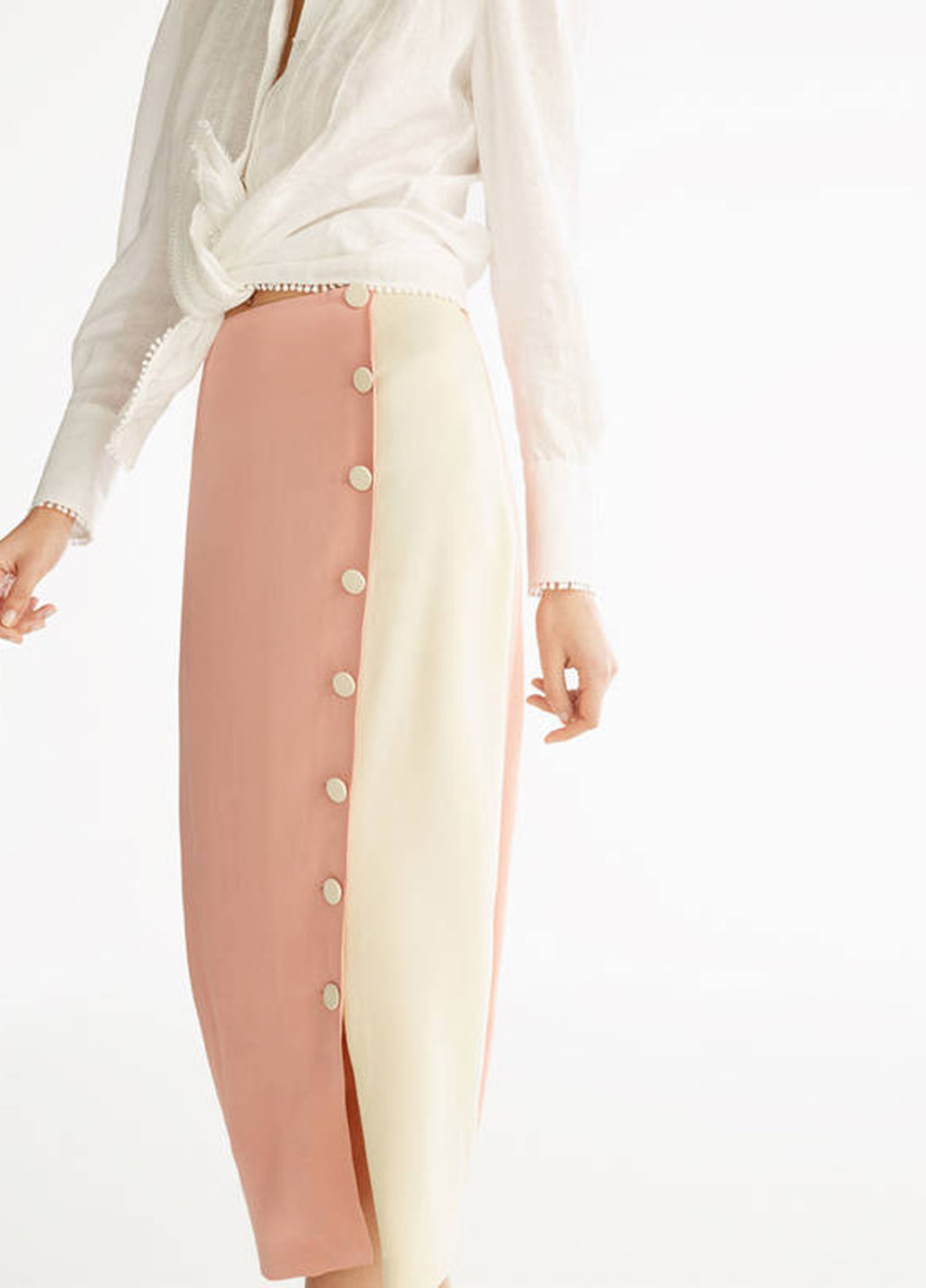 Светло-розовая кэжуал однотонная юбка Uterque карандаш