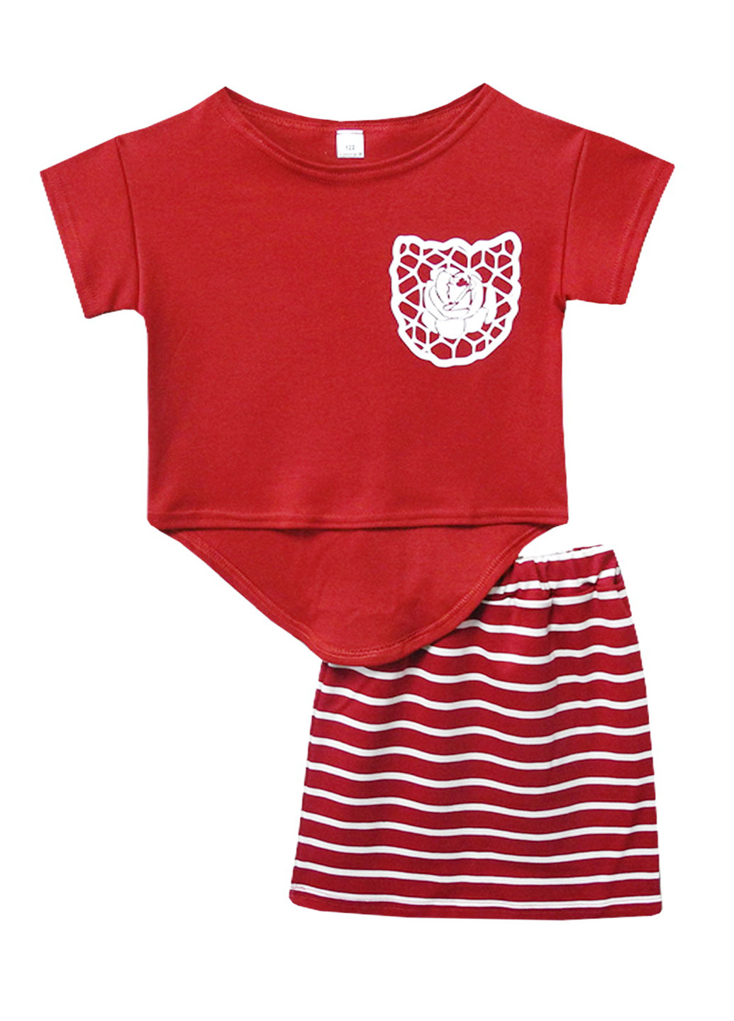 Красный летний комплект (футболка, юбка) Клим