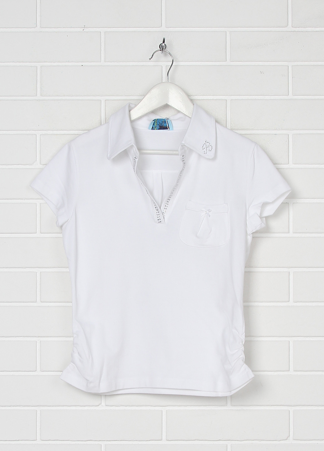 Белая детская футболка-поло для девочки Blumarine с надписью