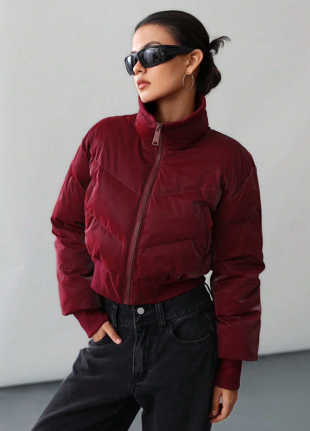 Темно-червона демісезонна куртка SHEIN