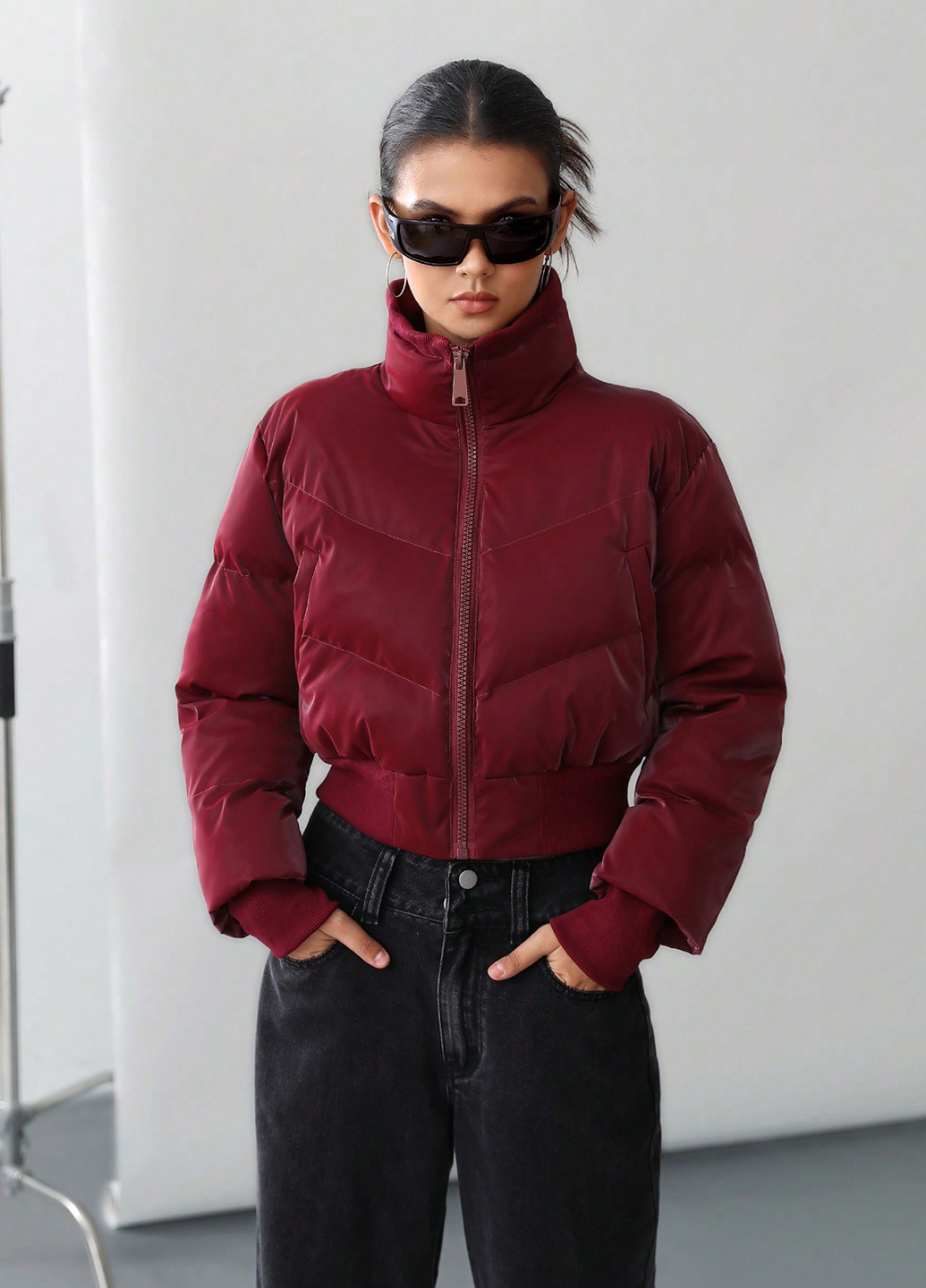 Темно-червона демісезонна куртка SHEIN