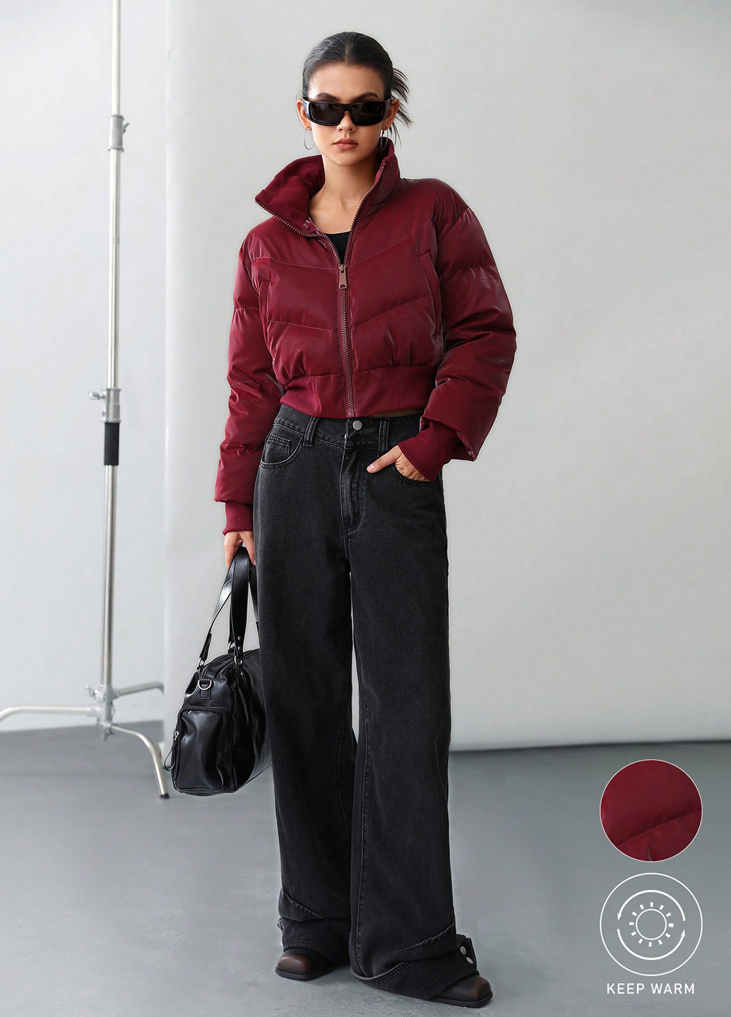 Темно-червона демісезонна куртка SHEIN