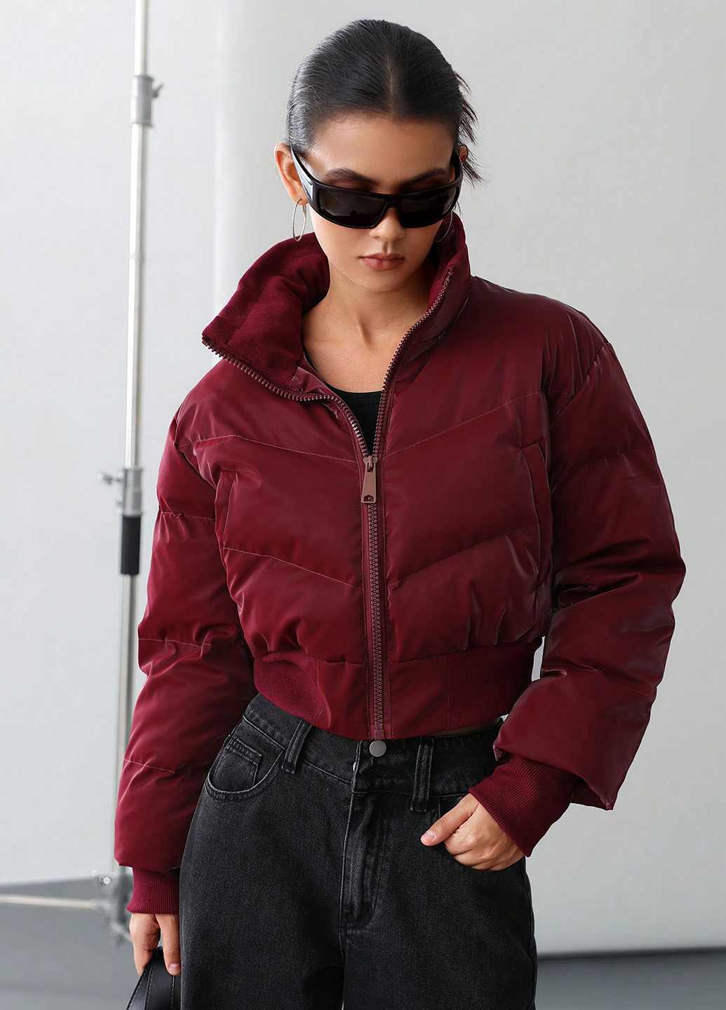 Темно-червона демісезонна куртка SHEIN