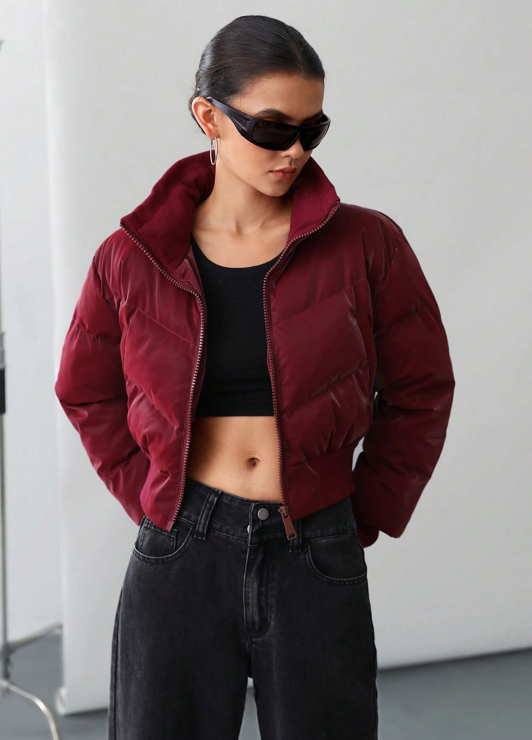 Темно-червона демісезонна куртка SHEIN