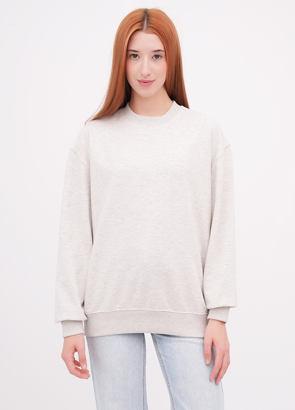 Світло-сірий світшот EQUILIBRI меланж без декору (355383123)