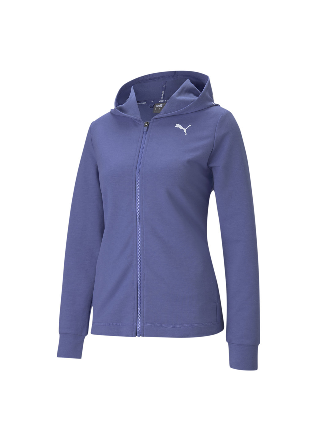 Толстовка Modern Sports Full-Zip Women's Hoodie Puma однотонная синяя спортивная полиэстер, вискоза, эластан