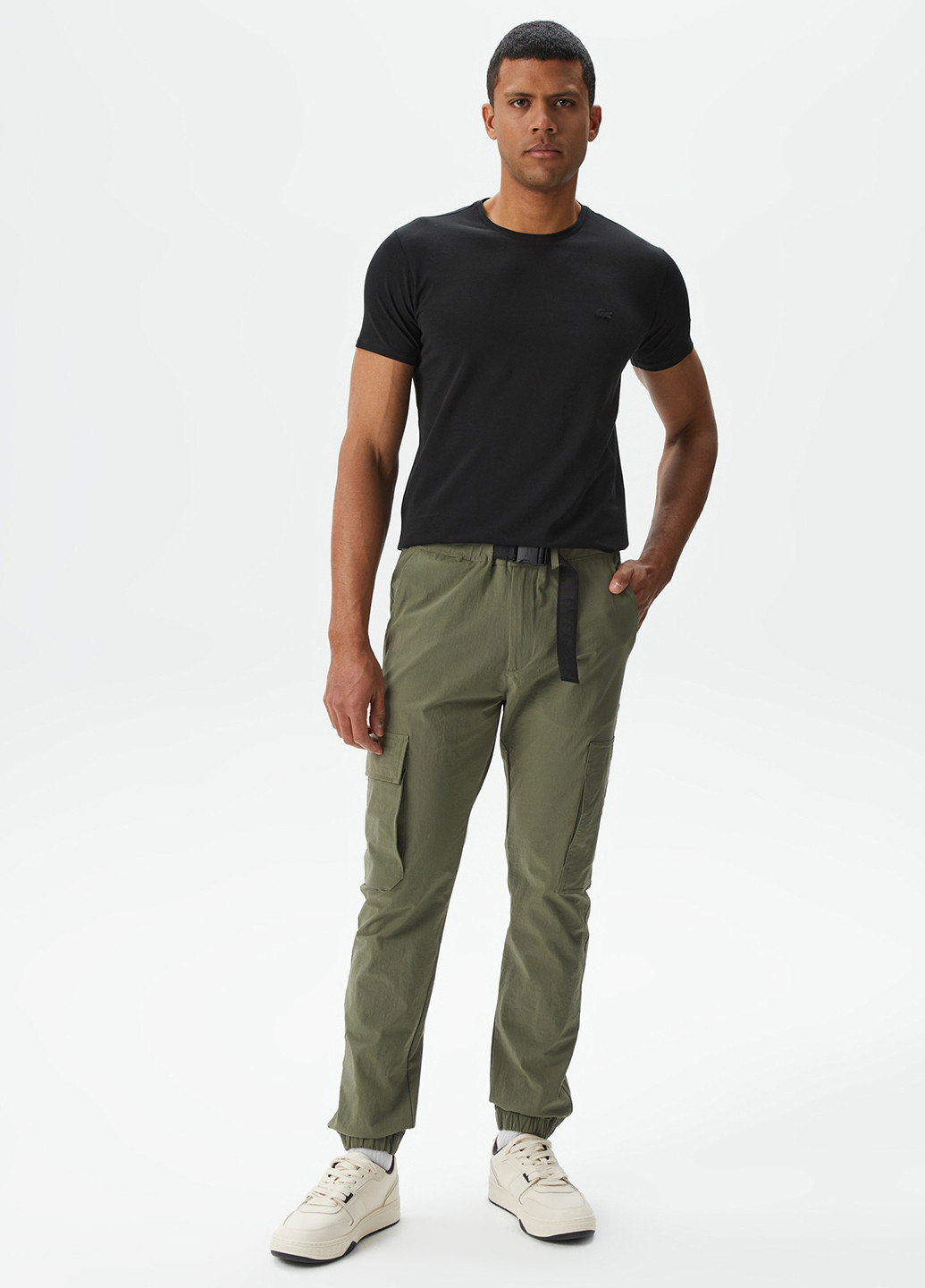 Хаки кэжуал демисезонные джоггеры, карго брюки Lacoste