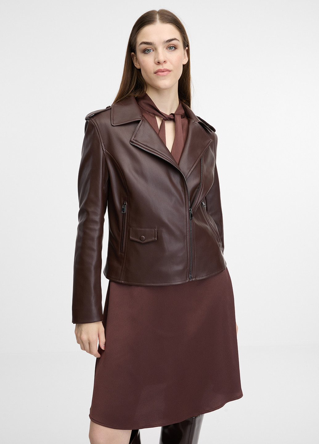 Темно-коричнева демісезонна куртка косуха Orsay