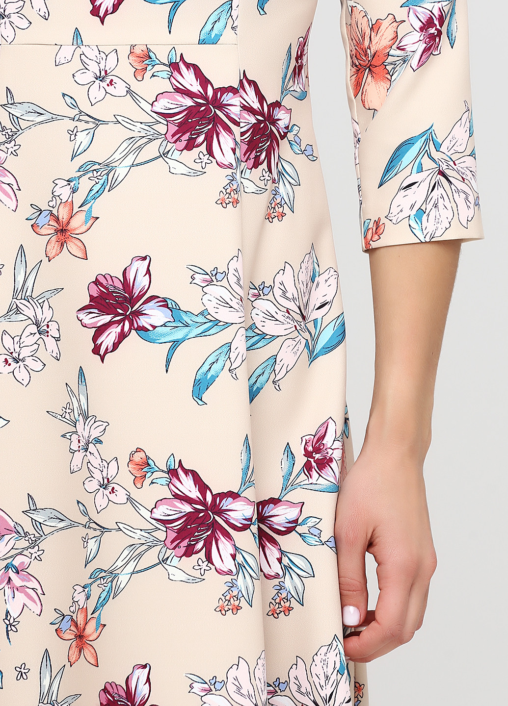 Світло-бежева кежуал сукня кльош Olga Shyrai for PUBLIC&PRIVATE з квітковим принтом