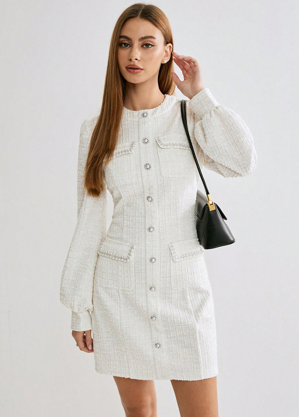 Білий кежуал сукня футляр SHEIN однотонна