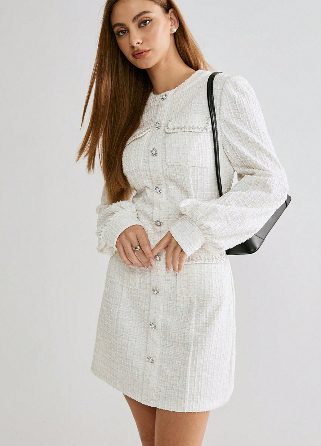 Білий кежуал сукня футляр SHEIN однотонна