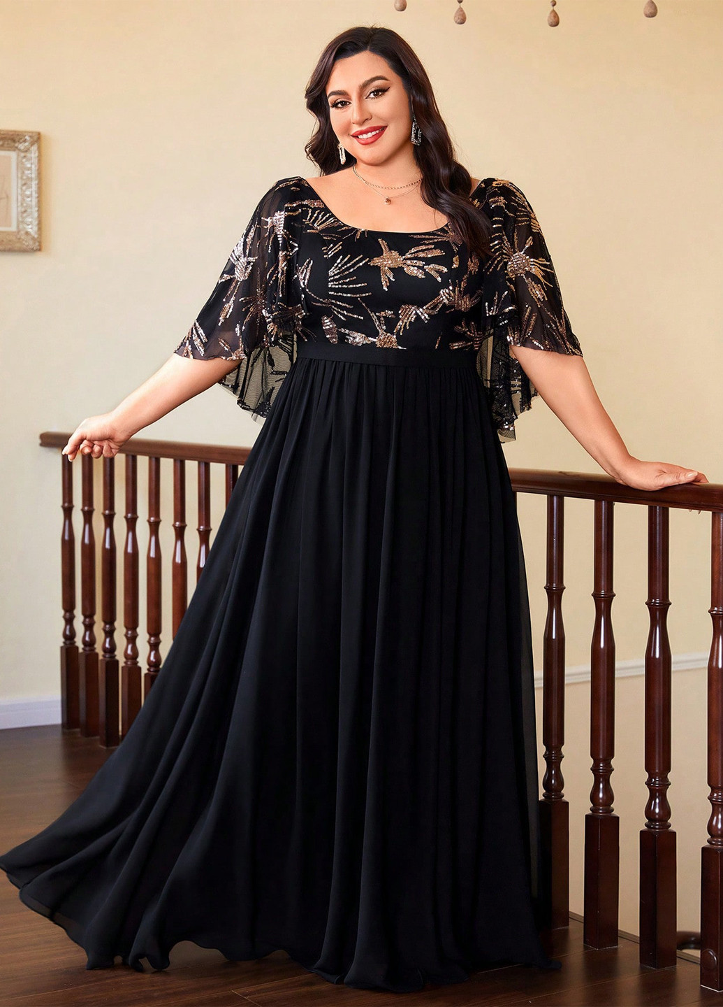 Чорна вечірня, святковий сукня кльош SHEIN однотонна