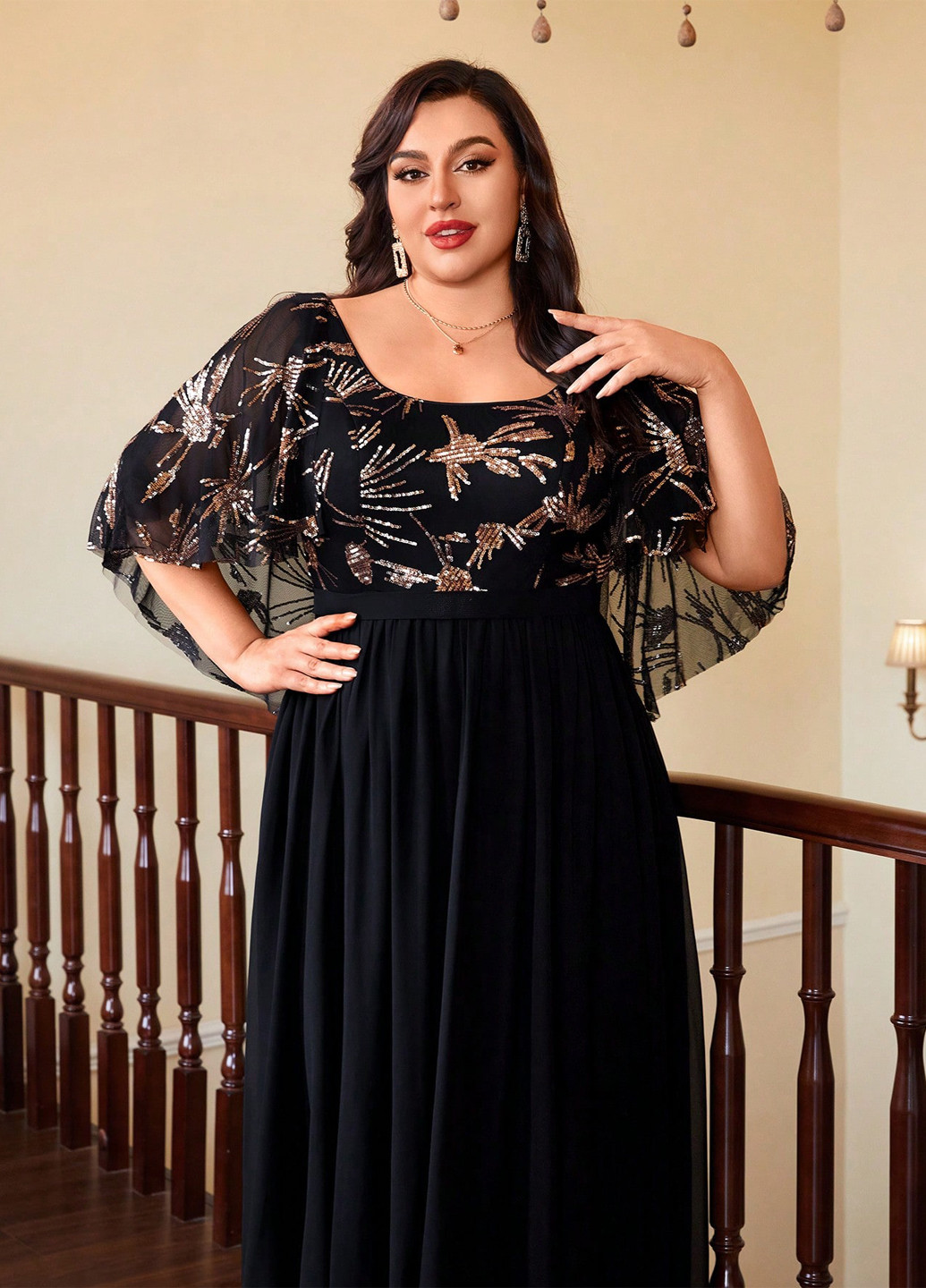 Чорна вечірня, святковий сукня кльош SHEIN однотонна