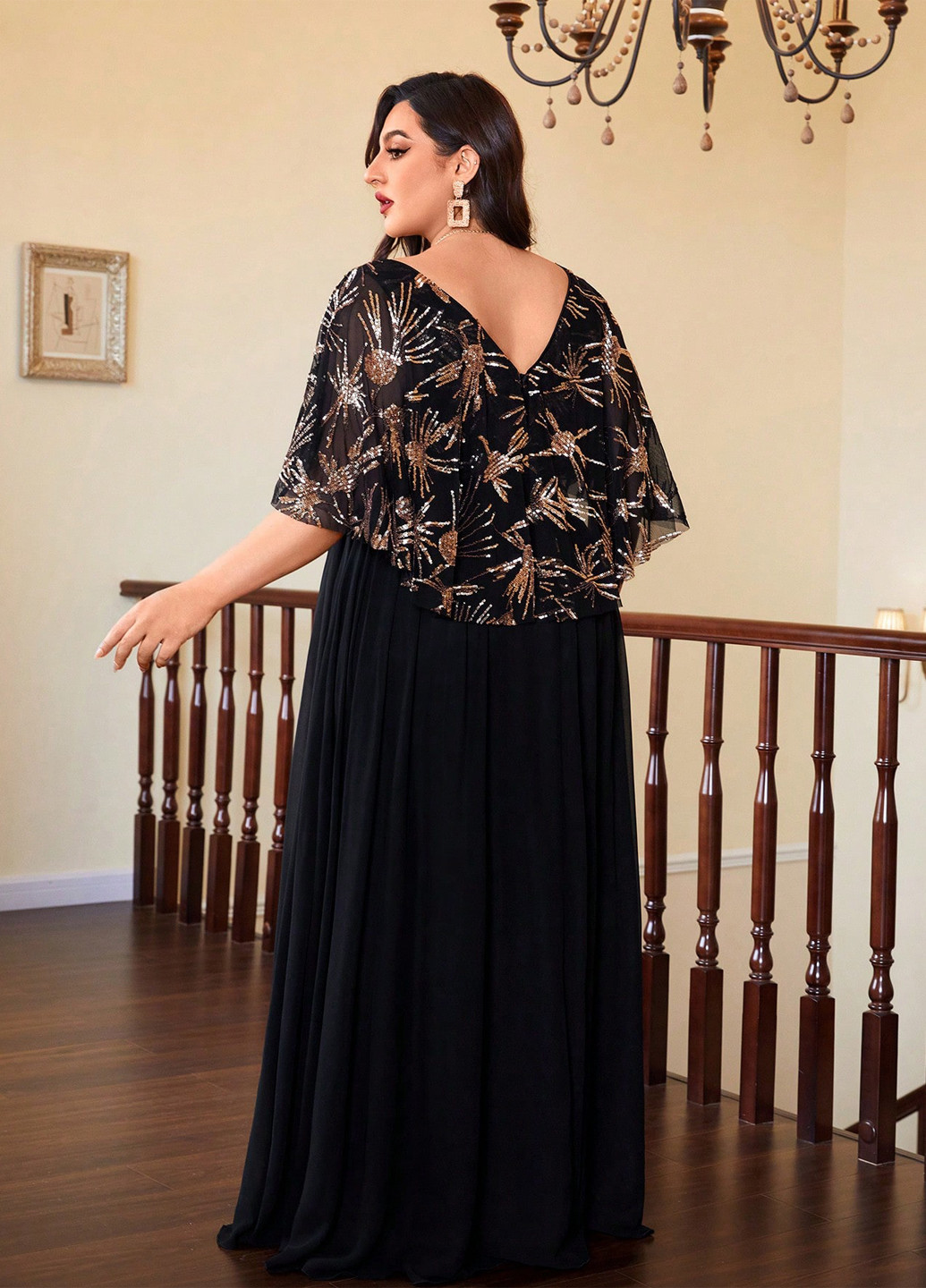 Чорна вечірня, святковий сукня кльош SHEIN однотонна