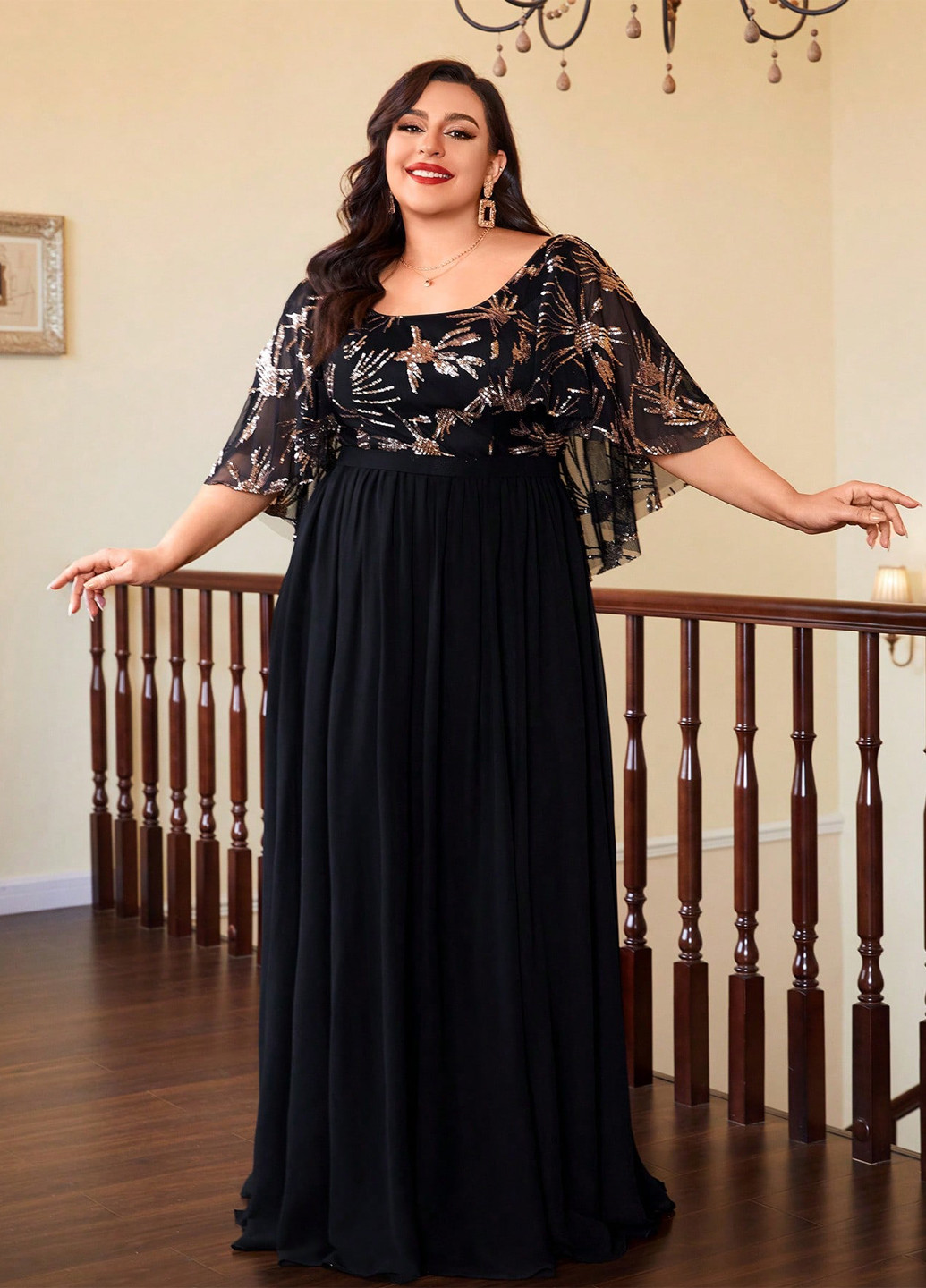 Чорна вечірня, святковий сукня кльош SHEIN однотонна