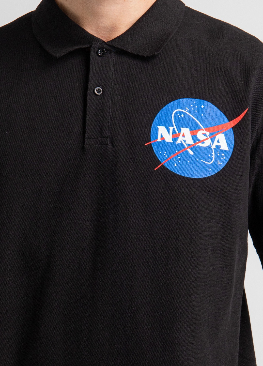 Чорна чорна футболка-поло з логотипом Nasa