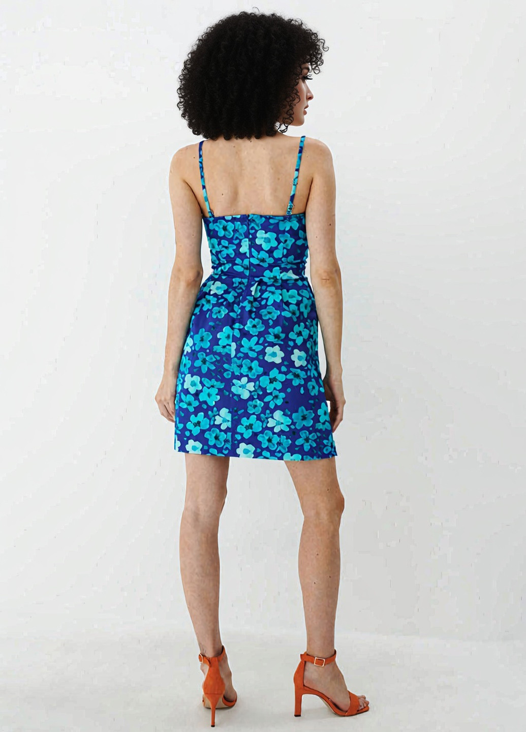 Синее кэжуал платье колокол Mohito с цветочным принтом