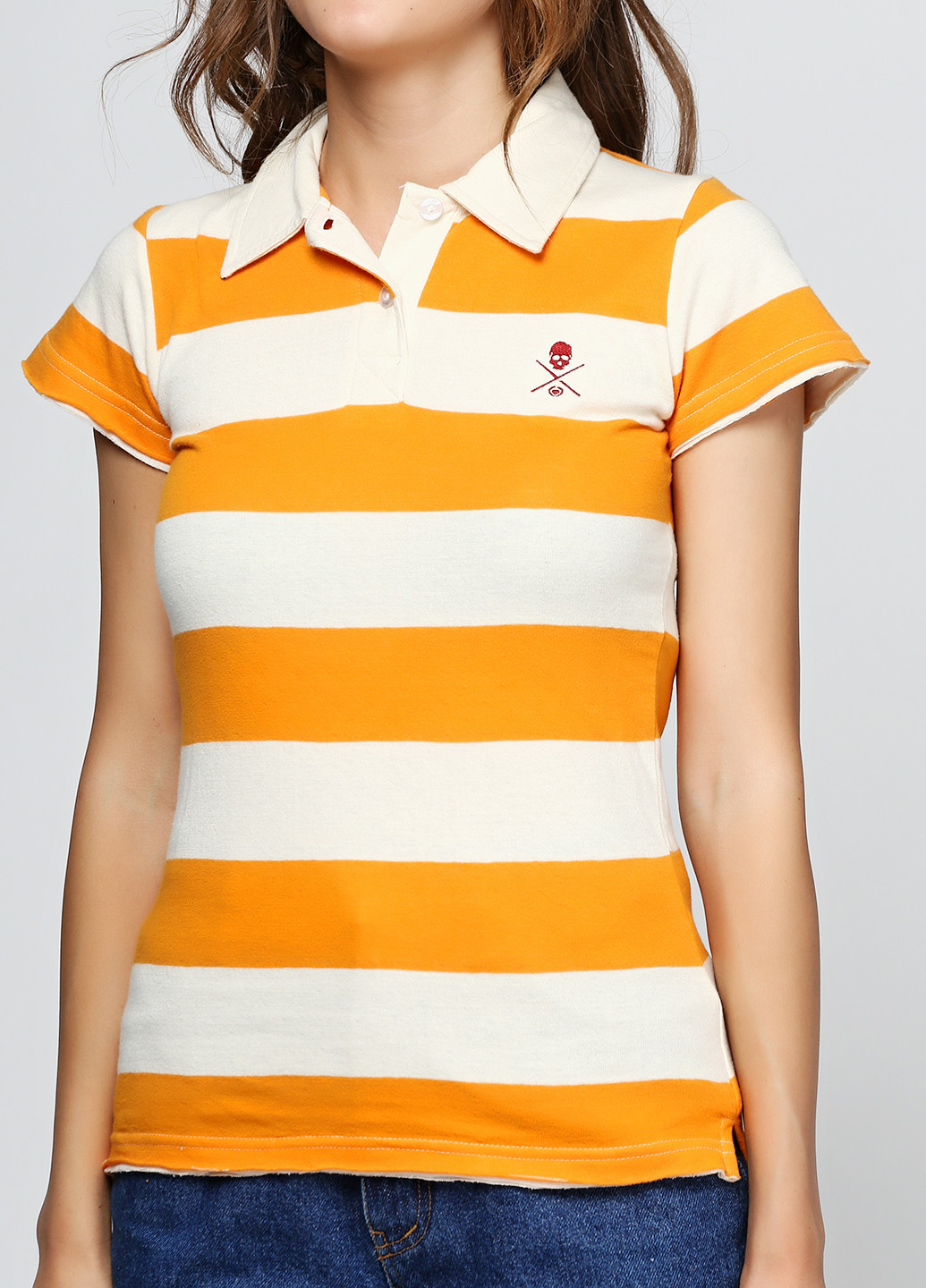 Оранжевая женская футболка-поло Circa в полоску