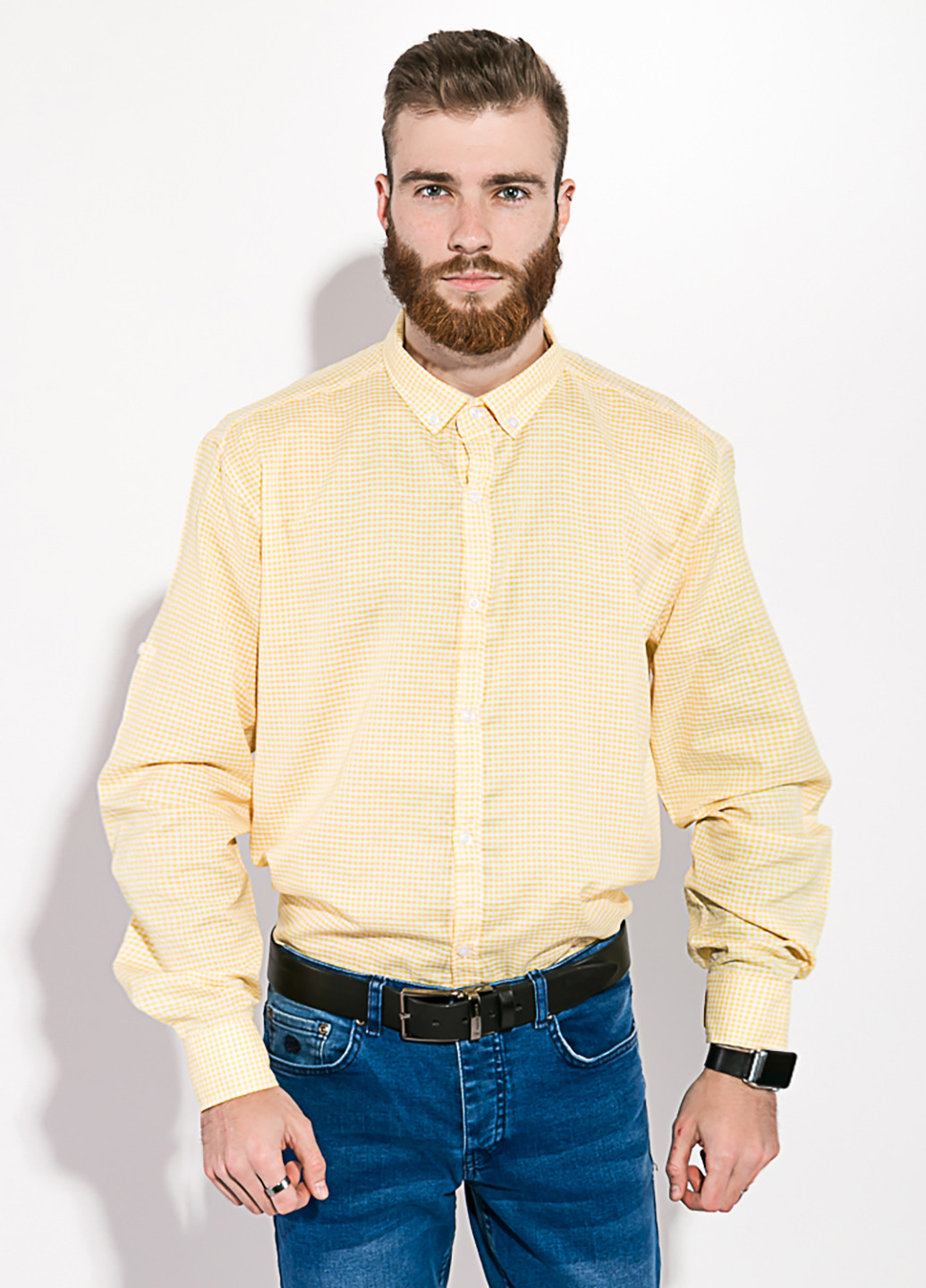 Желтая кэжуал рубашка однотонная Time of Style