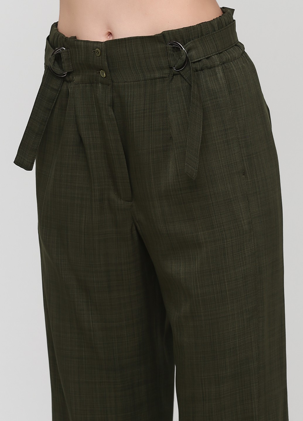 Темно-зеленые кэжуал демисезонные прямые, укороченные брюки MiNiMax