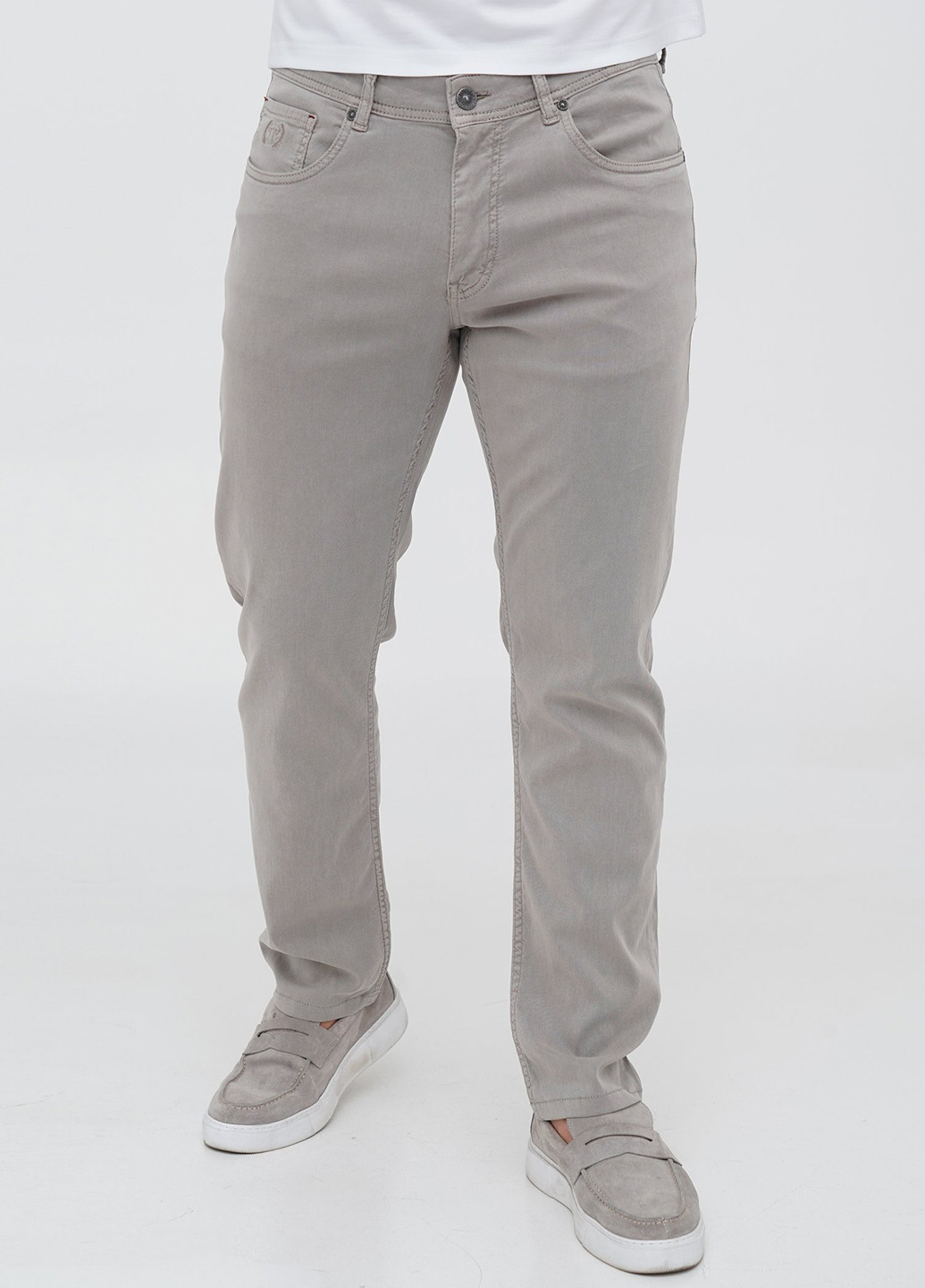 Серо-бежевые кэжуал демисезонные зауженные брюки Trend Collection