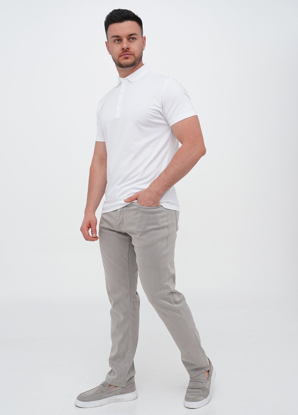 Серо-бежевые кэжуал демисезонные зауженные брюки Trend Collection