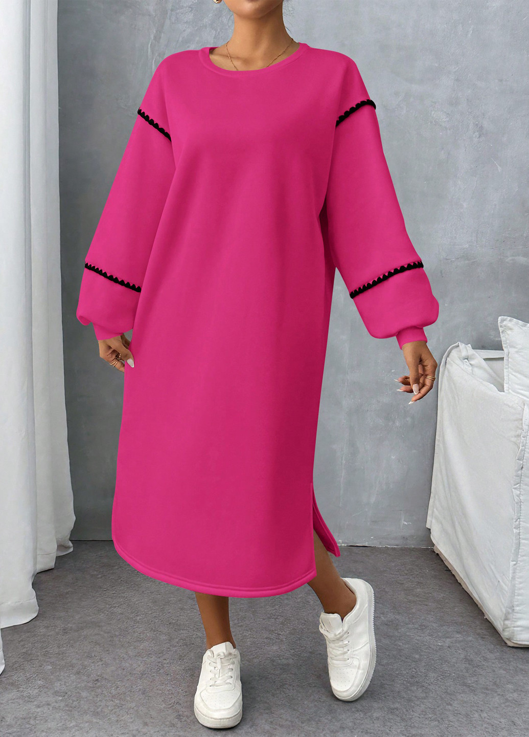 Рожева спортивна, кежуал сукня сукня-світшот SHEIN однотонна