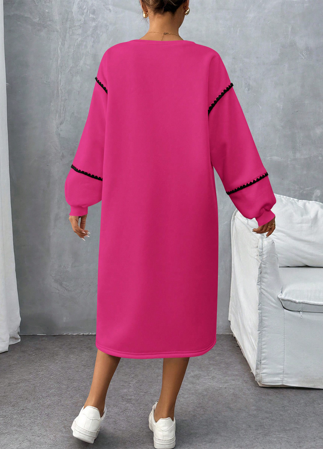 Рожева спортивна, кежуал сукня сукня-світшот SHEIN однотонна