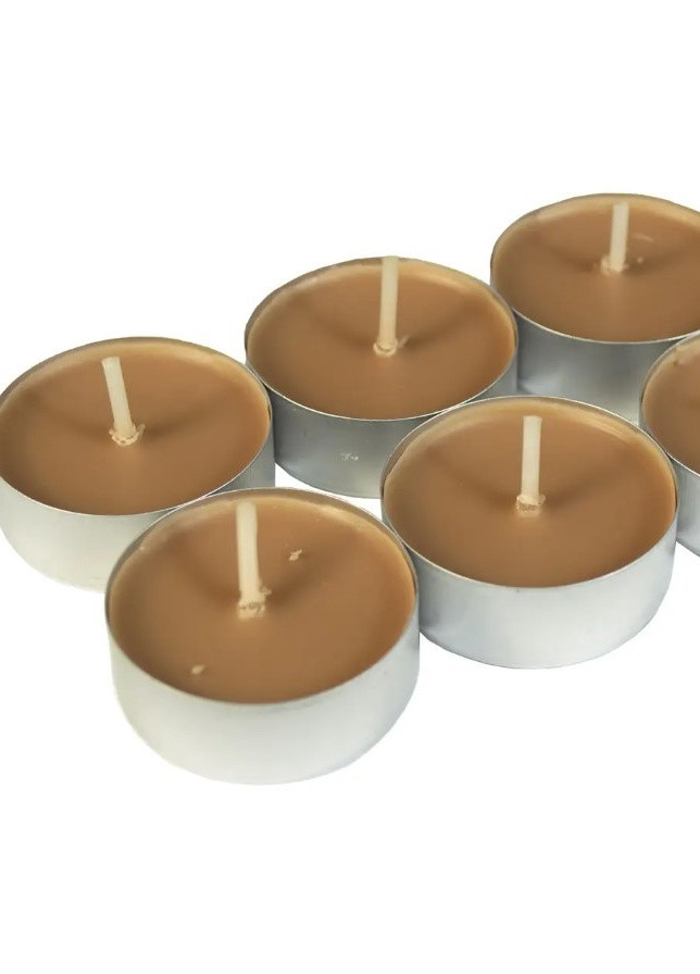 Аромасвічки чайні набір 6 штук ШОКОЛАД, свічки плаваючі господарські столові парафінові круглі для дому, свічка воскова No Brand (255274730)