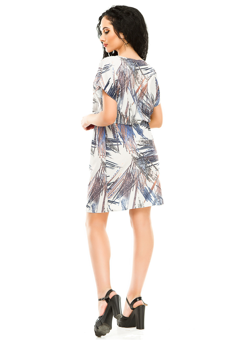 Светло-серое кэжуал платье Demma с абстрактным узором