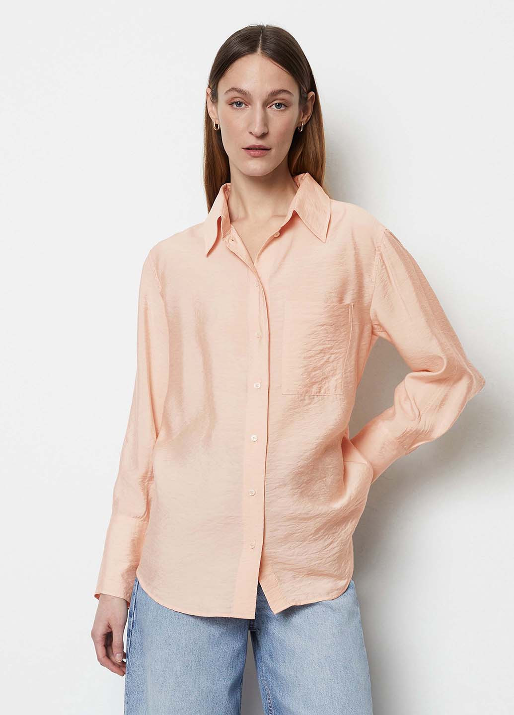 Светло-розовая классическая, кэжуал рубашка однотонная Marc O'Polo