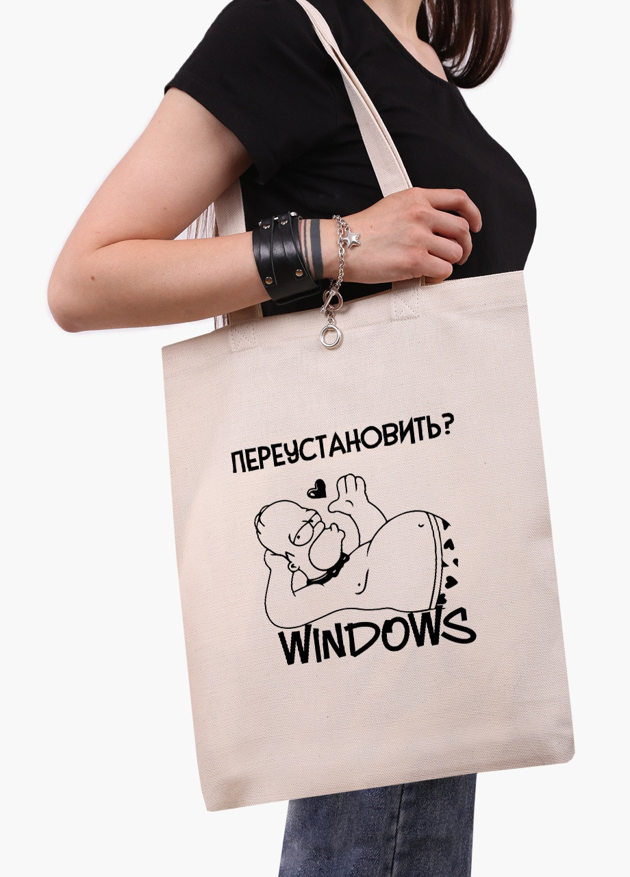 Эко сумка шоппер белая Переустановить Windows (Reinstall Windows) (9227-1553-WT) Еко сумка шоппер біла 41*35 см MobiPrint (215943701)