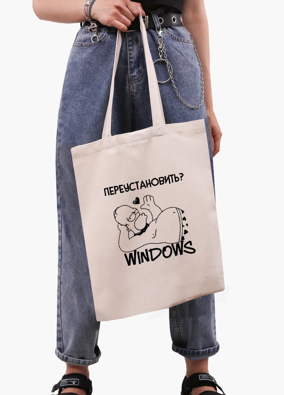 Еко сумка шоппер біла Перевстановити Windows (Reinstall Windows) (9227-1553-WT) Еко сумка шоппер біла 41*35 см MobiPrint (215943701)