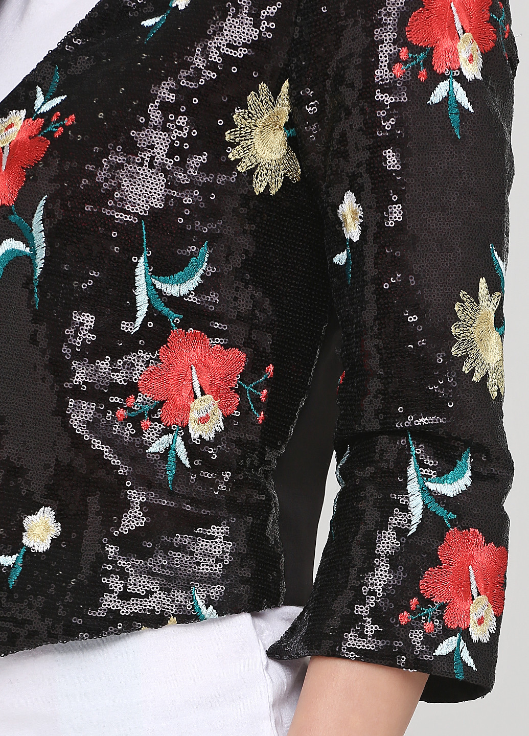 Черный женский жакет Gaudi с цветочным узором - демисезонный