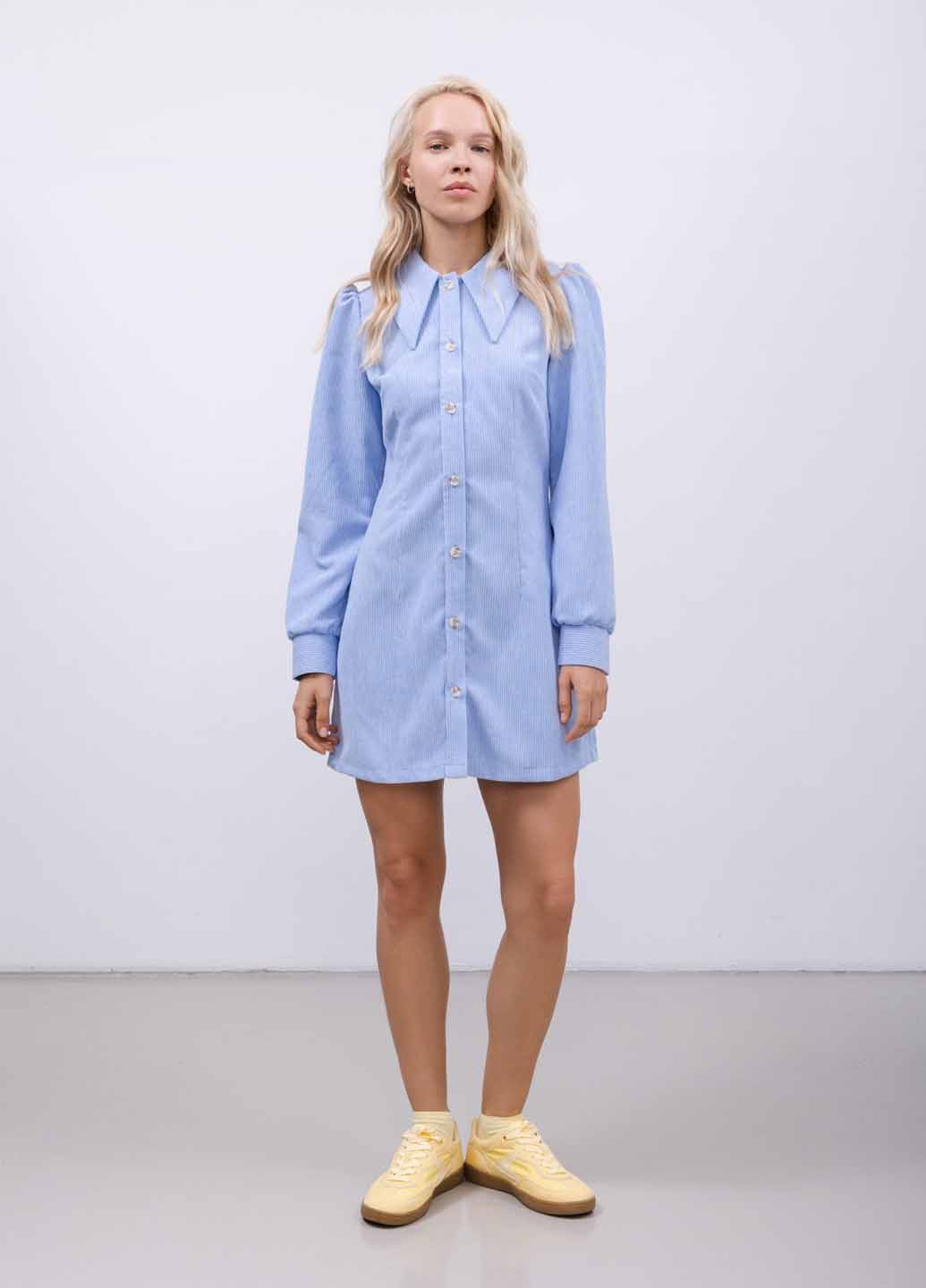 Блакитна кежуал сукня сукня-сорочка Fashion однотонна