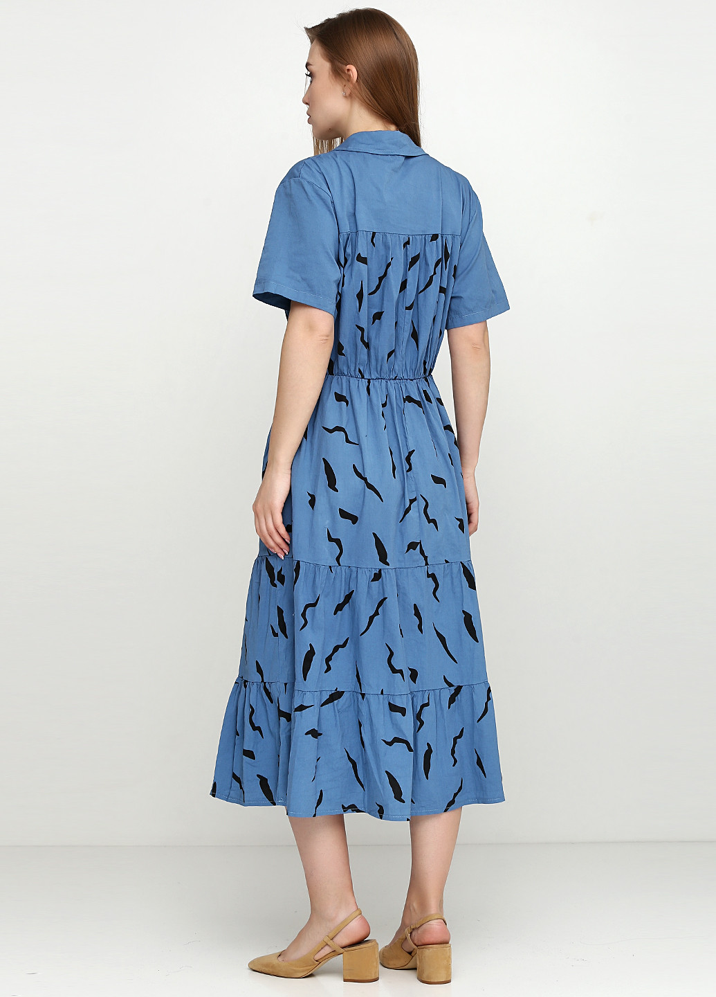 Блакитна кежуал сукня оверсайз L&N з абстрактним візерунком
