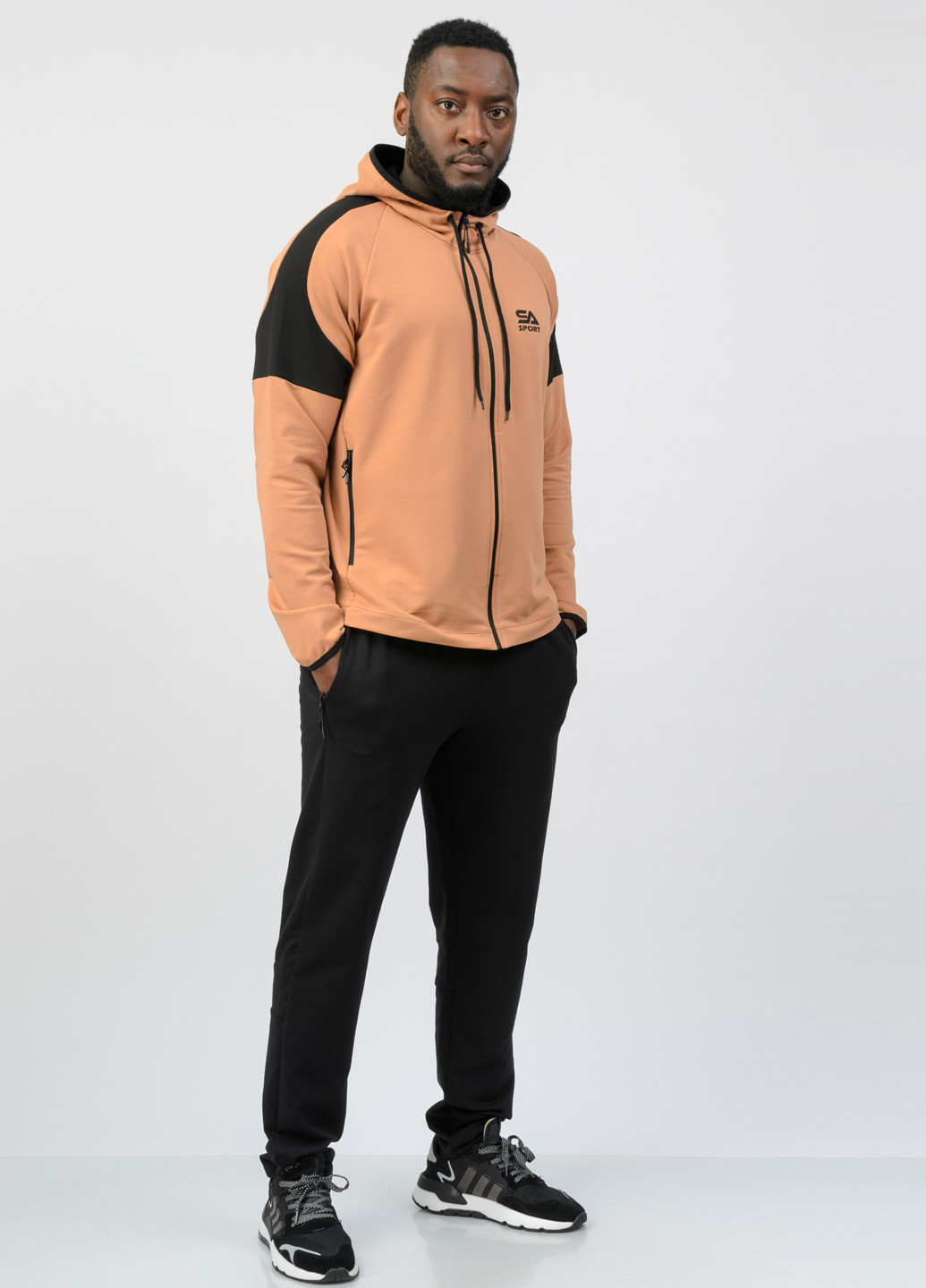 Персиковый демисезонный костюм (толстовка, брюки) брючный SA-sport