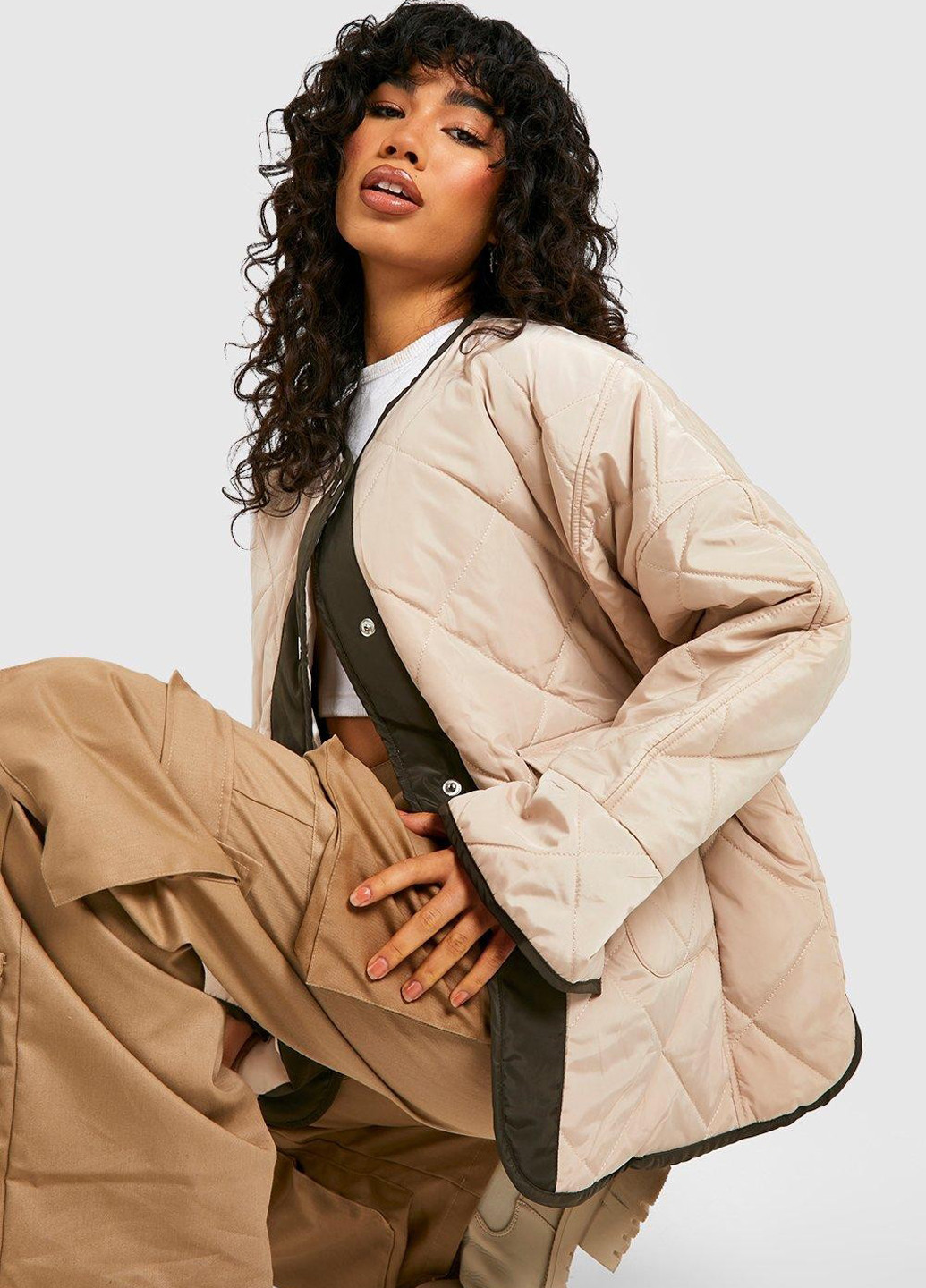 Бежевая демисезонная куртка Boohoo
