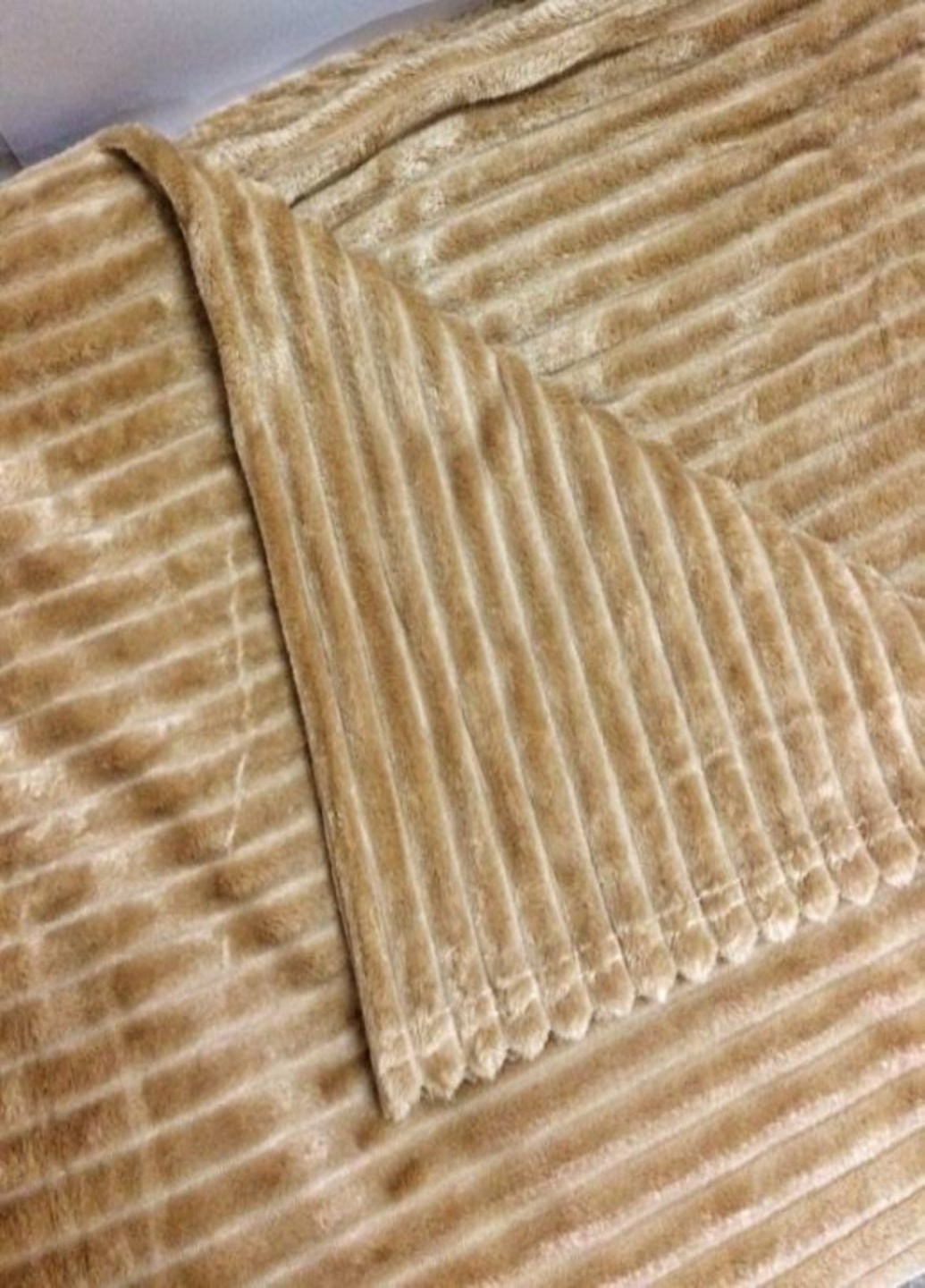 Плед покрывало плюшевое полоска из бамбукового волокна (649946304) Песочное Francesco Marconi (202842062)