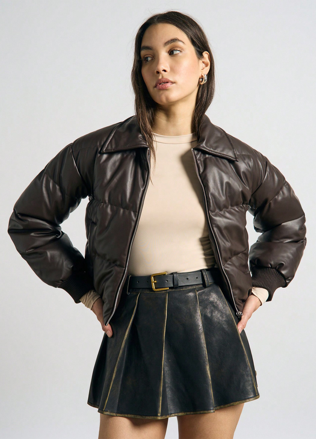 Темно-коричнева демісезонна куртка SHEIN