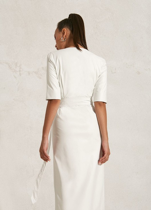 Белое вечернее платье на запах, футляр FashionYouWant однотонное