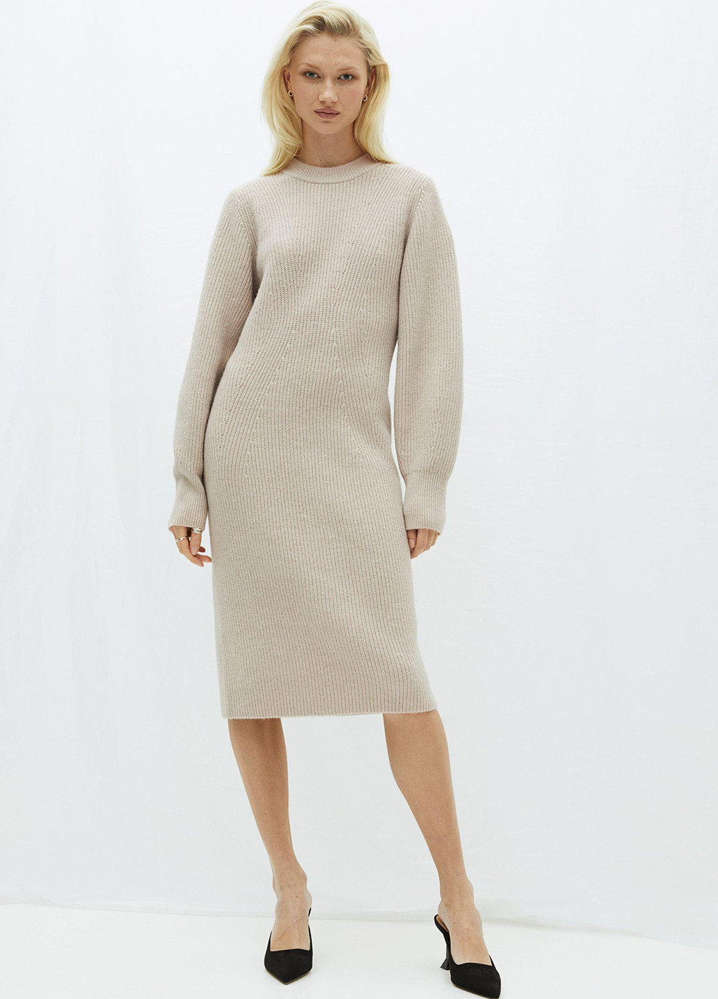 Сіро-бежева кежуал сукня сукня светр H&M однотонна